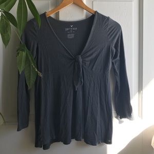 American Eagle gray front-tie shirt